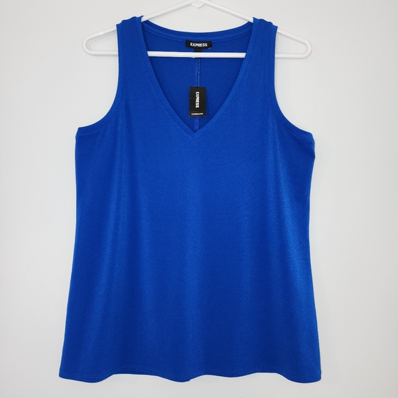 Express Royal Blue V-Neck Essential Tank size S - Picture 1 of 5
